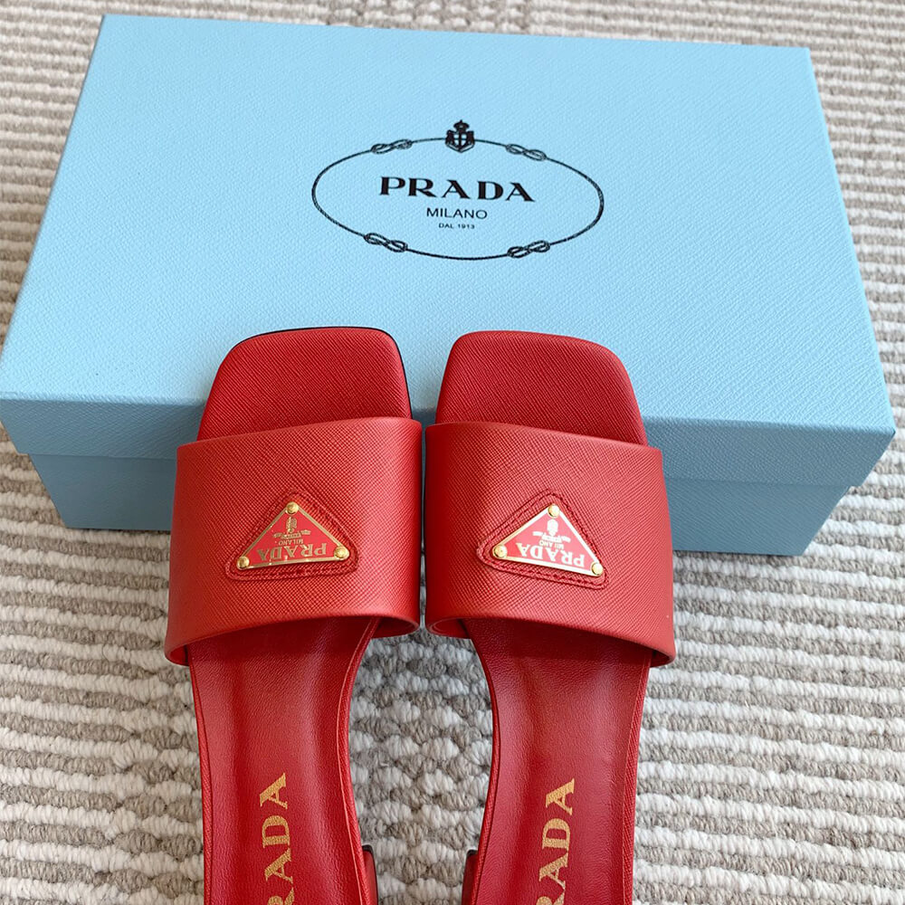 Prada Saffiano patent leather sandals