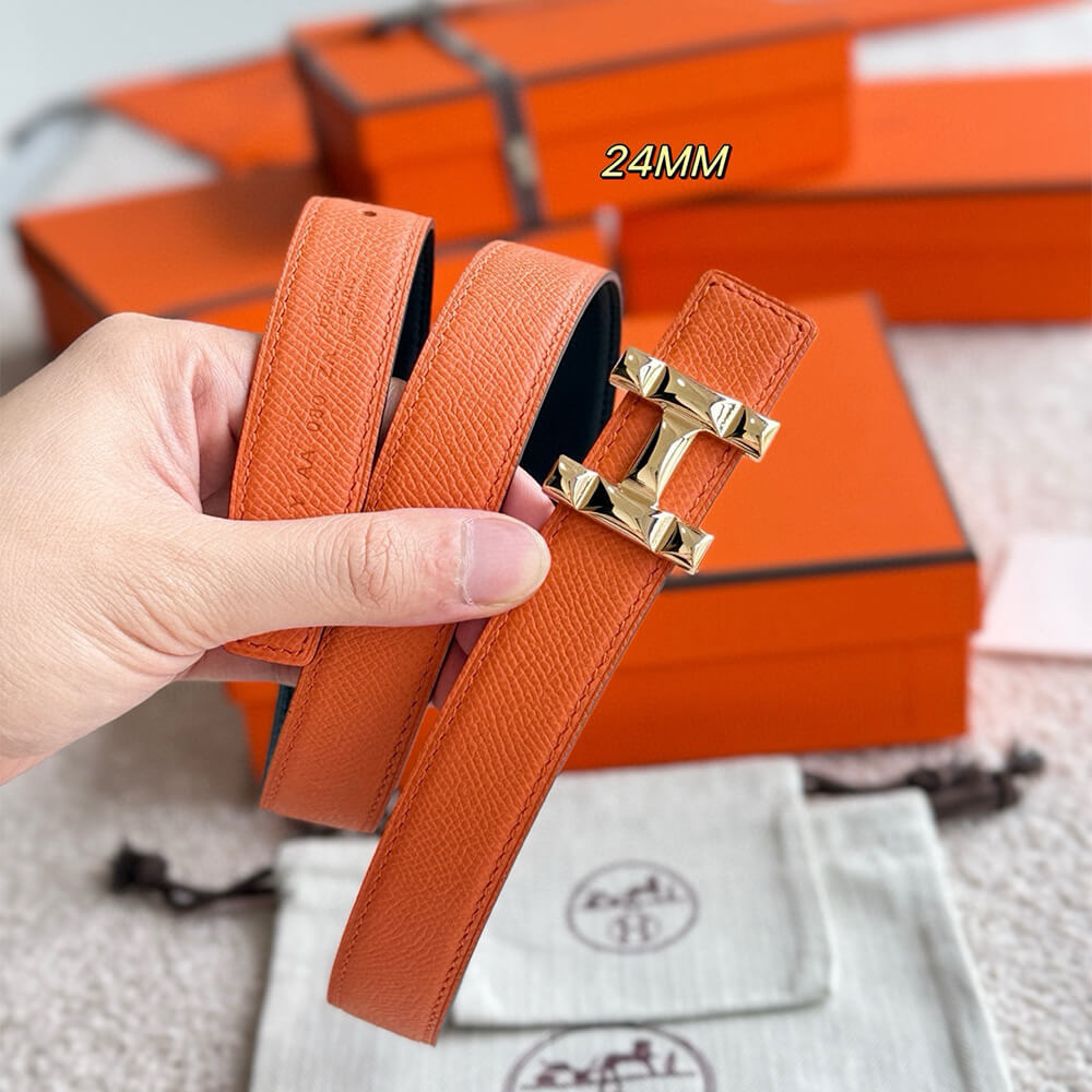 H Infini belt buckle   Reversible leather strap 24 mm