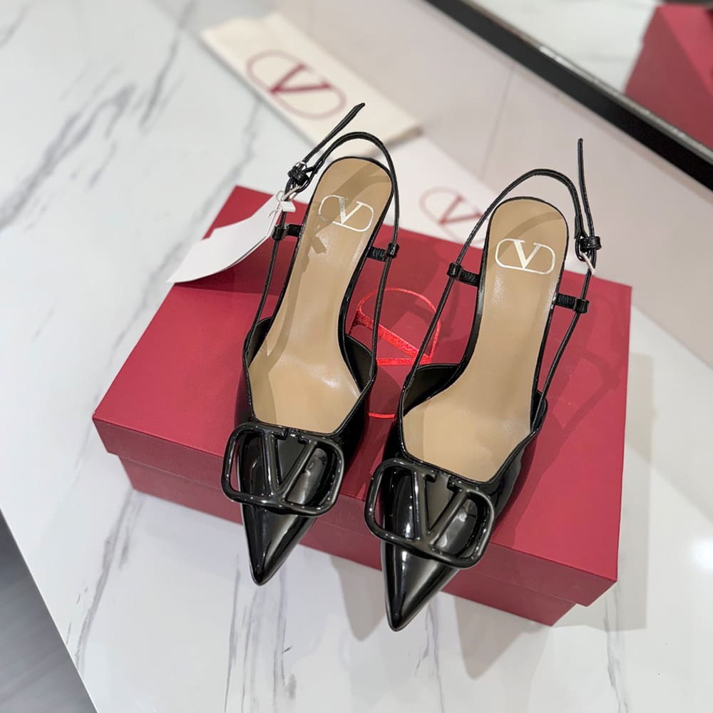 VALENTINO VLOGO SIGNATURE patent leather lace-up high heels (heel height 8 cm)