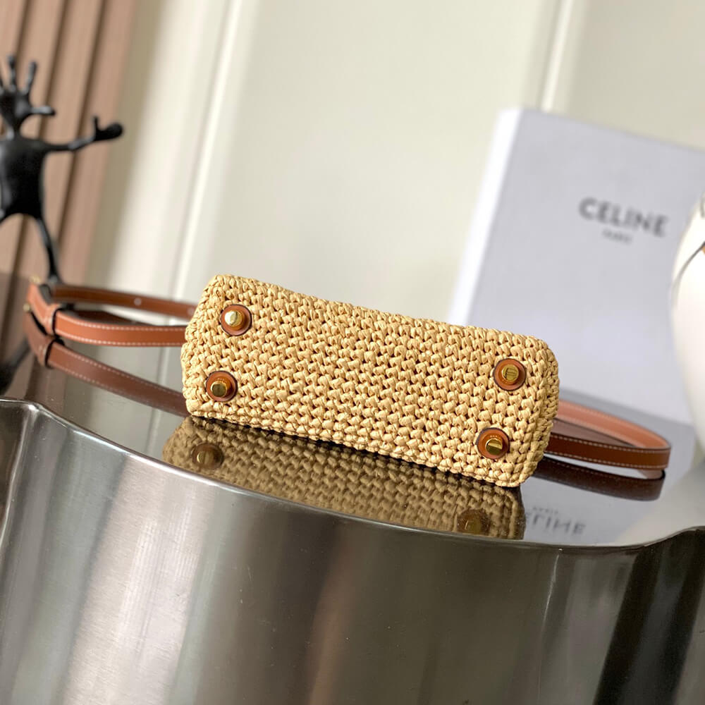 CELINE TEEN NINO BAG IN Raffia and calfskin(HIGH-END GRADE)