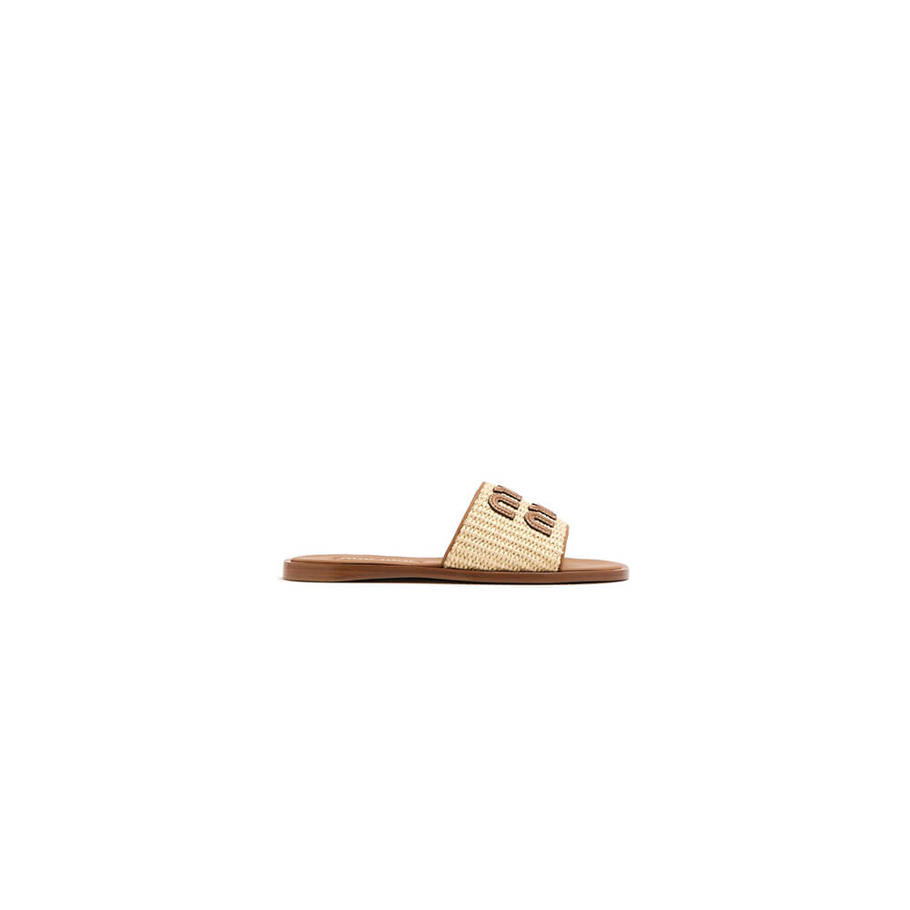 MiuMiu Raffia Slide Sandals