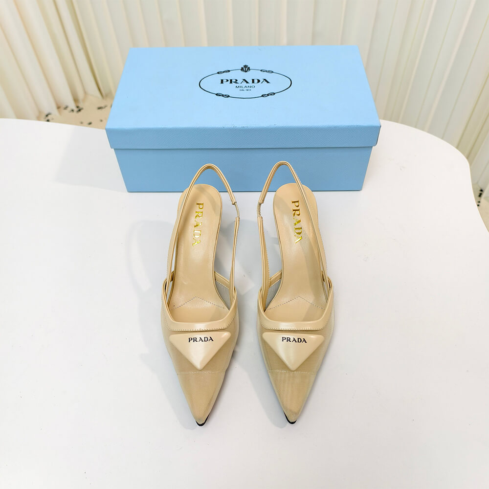 PRADA Mesh fabric slingback pumps