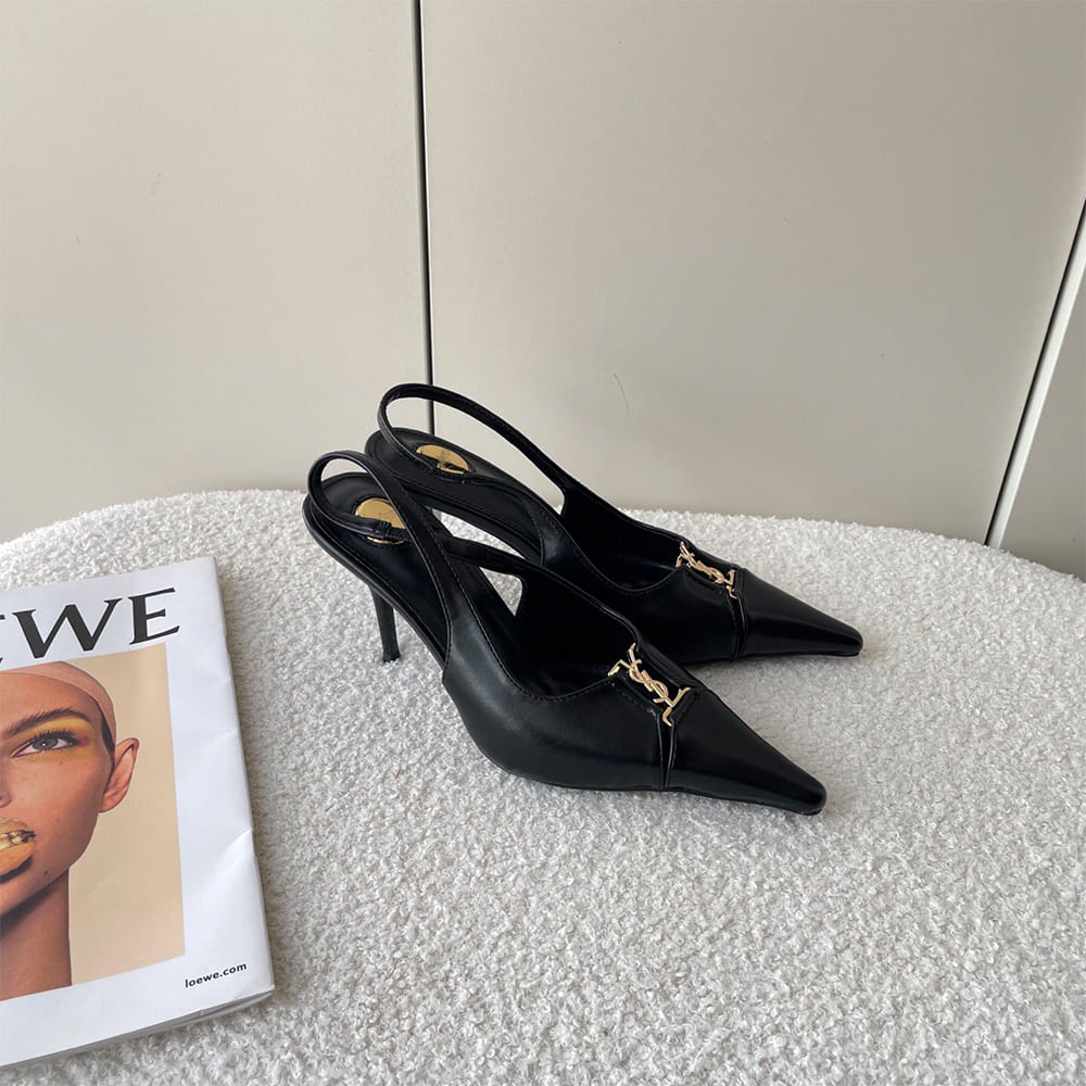 YSL Babylone Breteuil Slingback Pumps in Smooth Leather