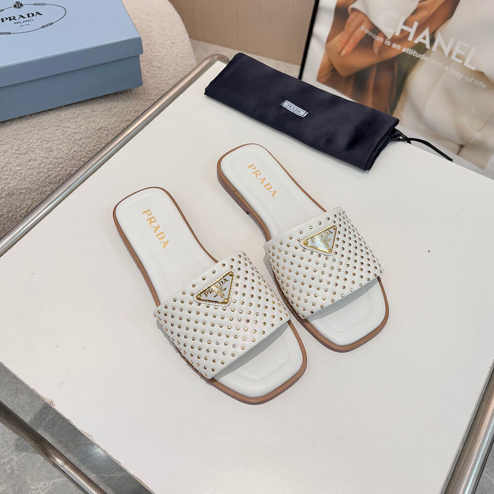 Prada Nappa leather slides with studs