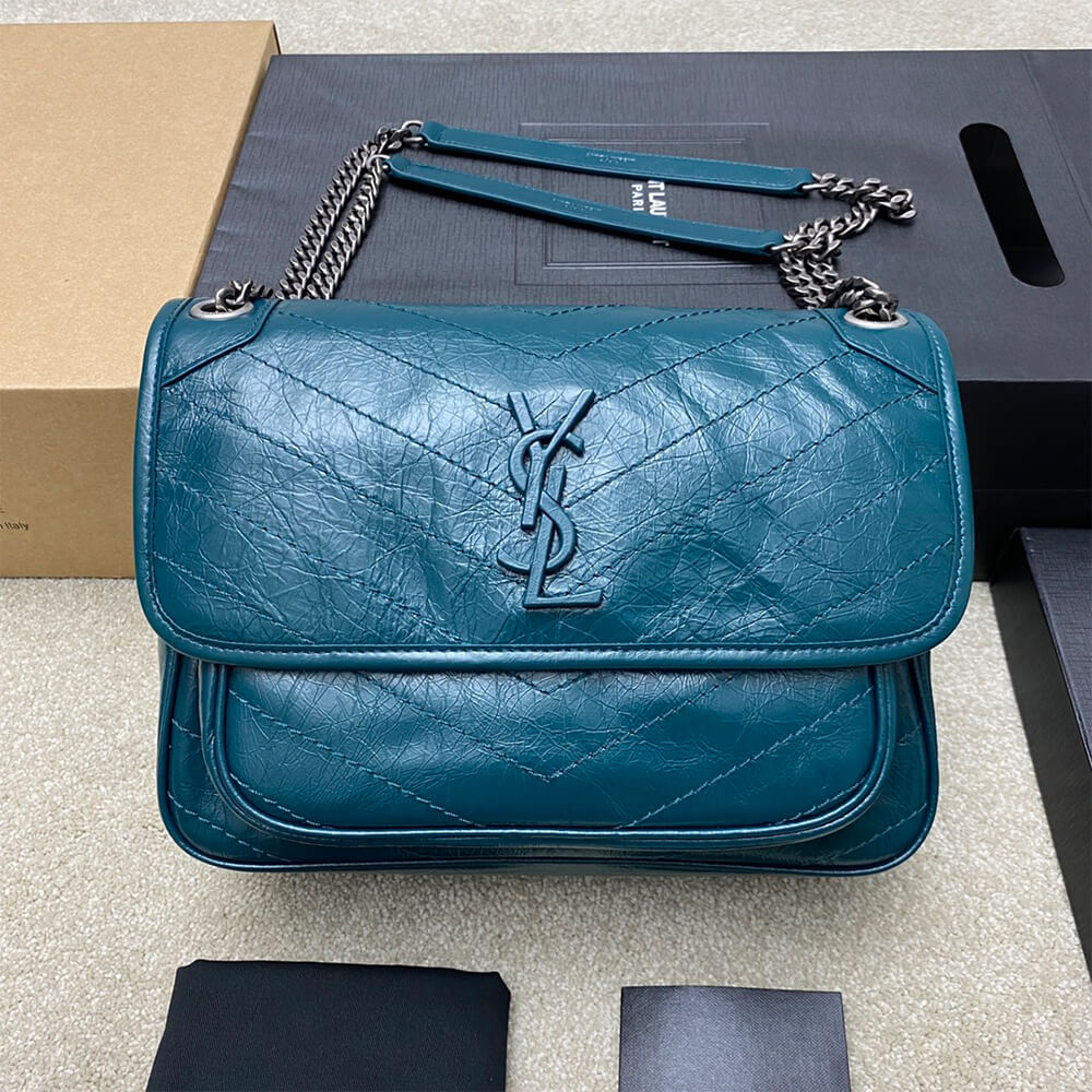 YSL NIKI MEDIUM IN CRINKLED VINTAGE LEATHER(HIGH-END GRADE)