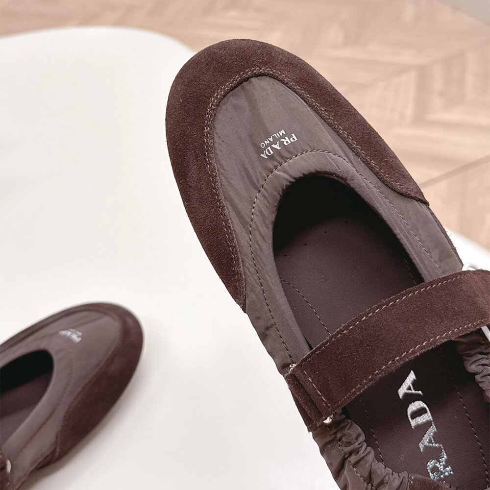 PRADA Re-Nylon and suede ballet flats