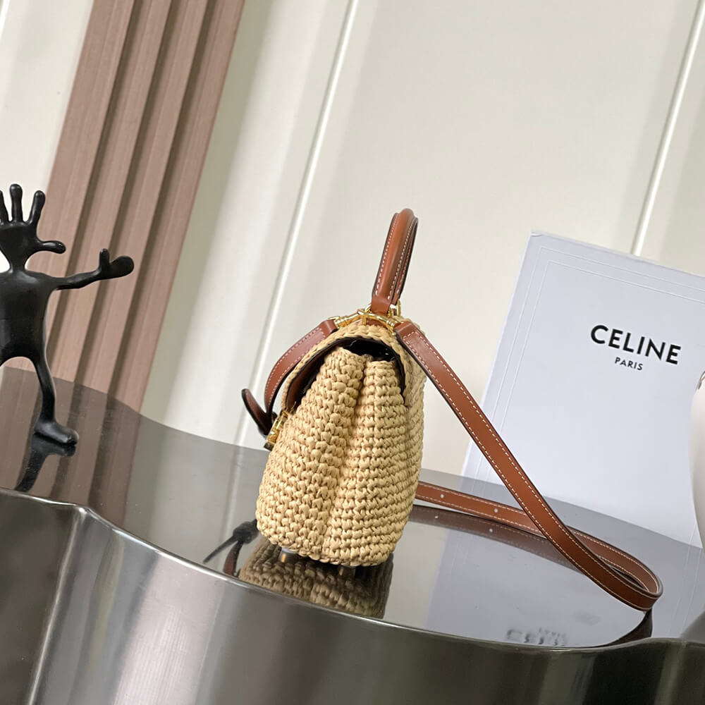 CELINE TEEN NINO BAG IN Raffia and calfskin(HIGH-END GRADE)