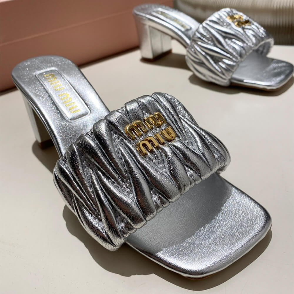 MiuMiu Matelass?? nappa leather slides