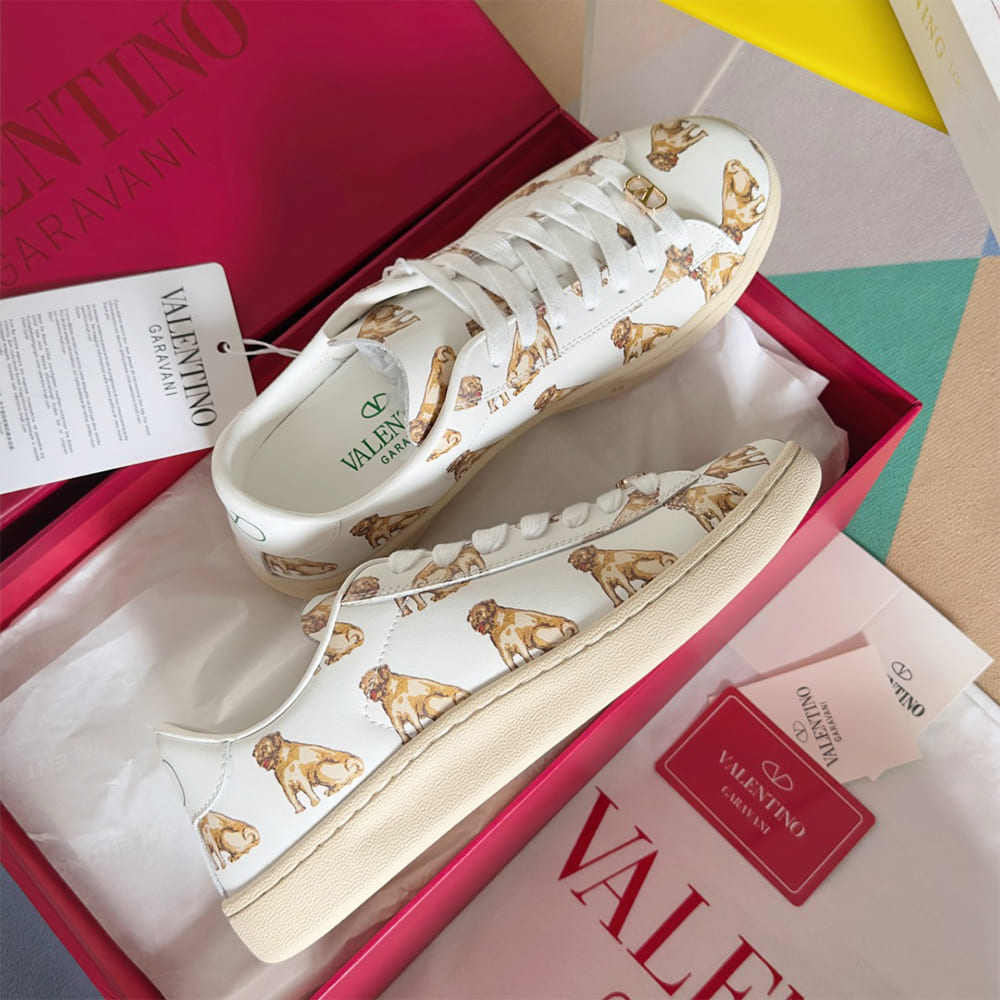 VALENTINO ROYCO Women s  LE CHAT DE LA MAISON  Patterned Soft Calfskin Sneakers