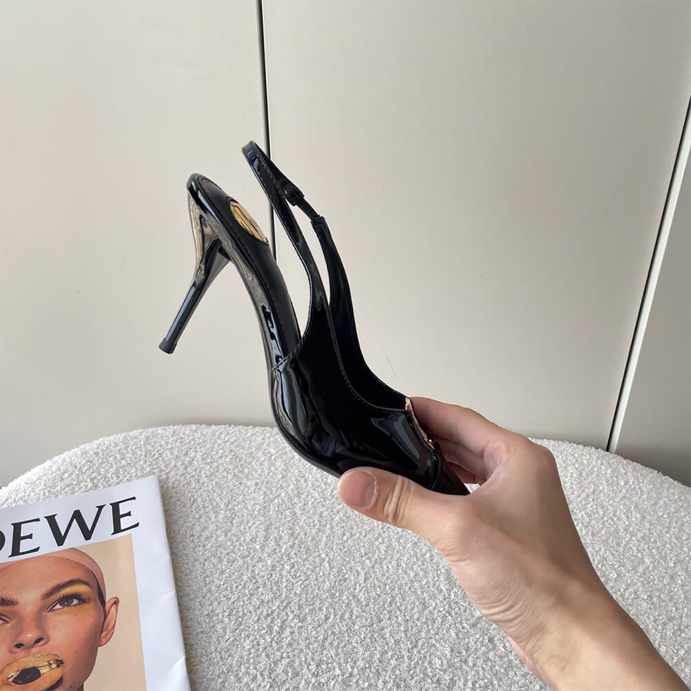 YSL Babylone Breteuil Slingback Pumps in Patent Leather