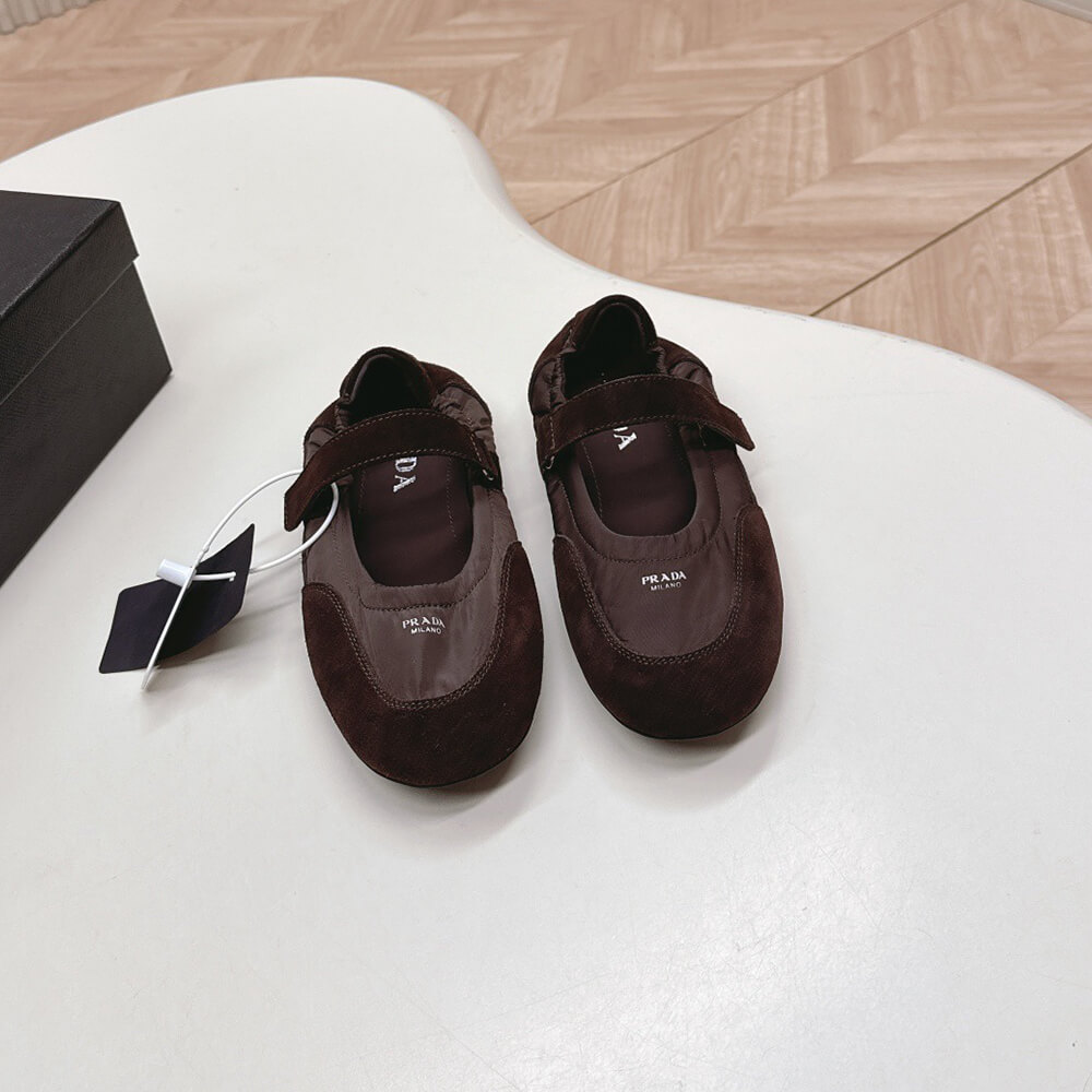 PRADA Re-Nylon and suede ballet flats